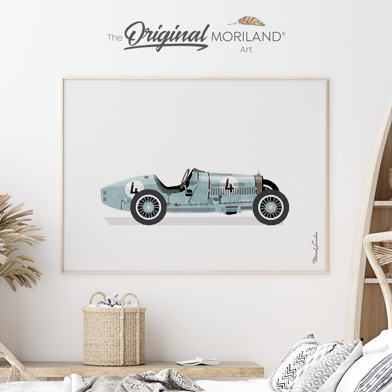 Pale Blue Vintage Race Car | Fine Art Paper Print