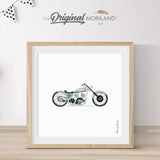 Pale Blue Vintage Motorcycle Print | Vertical - Printable Art