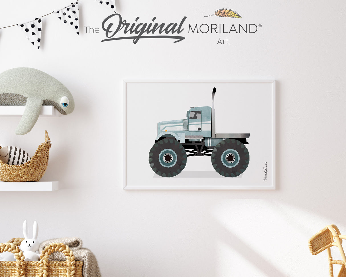 Pale Blue Semi Monster Truck Print - Printable Art