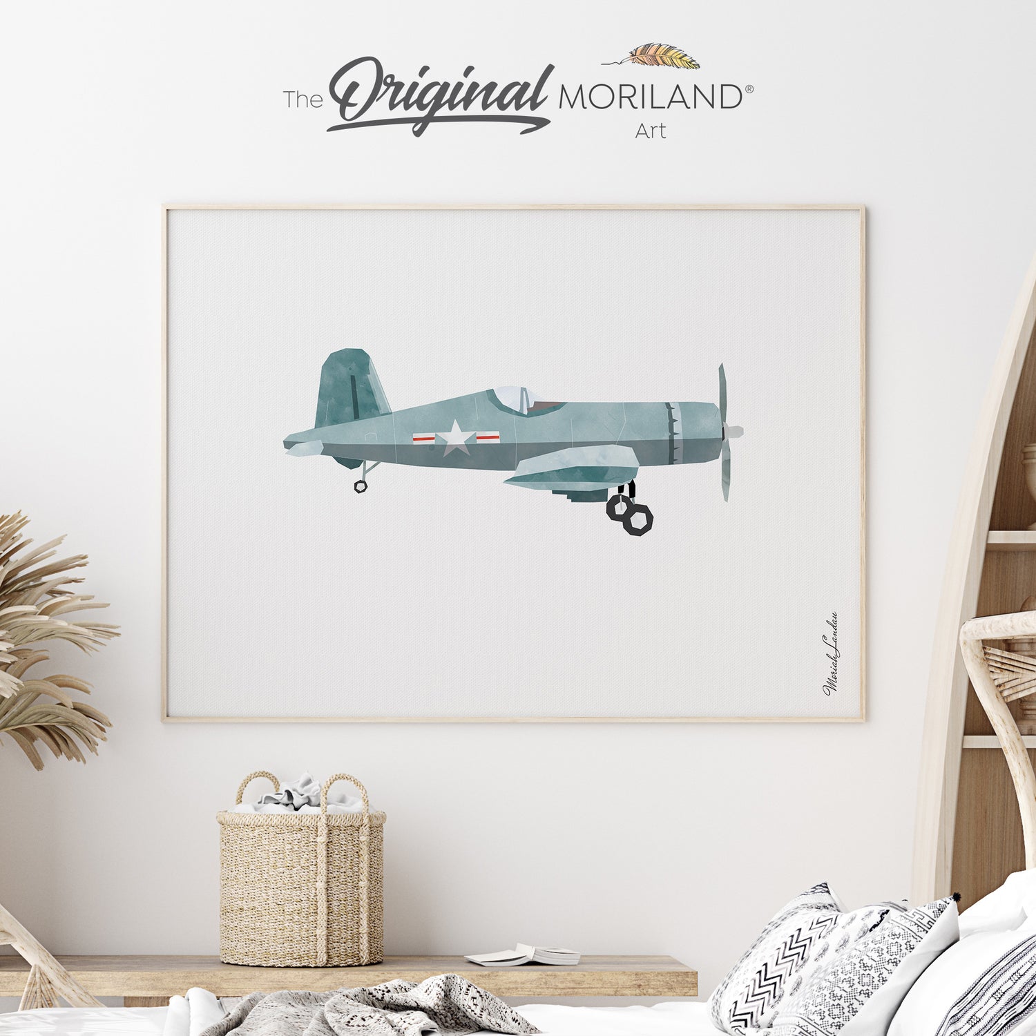Pale Blue Vintage Plane | Fine Art Paper Print