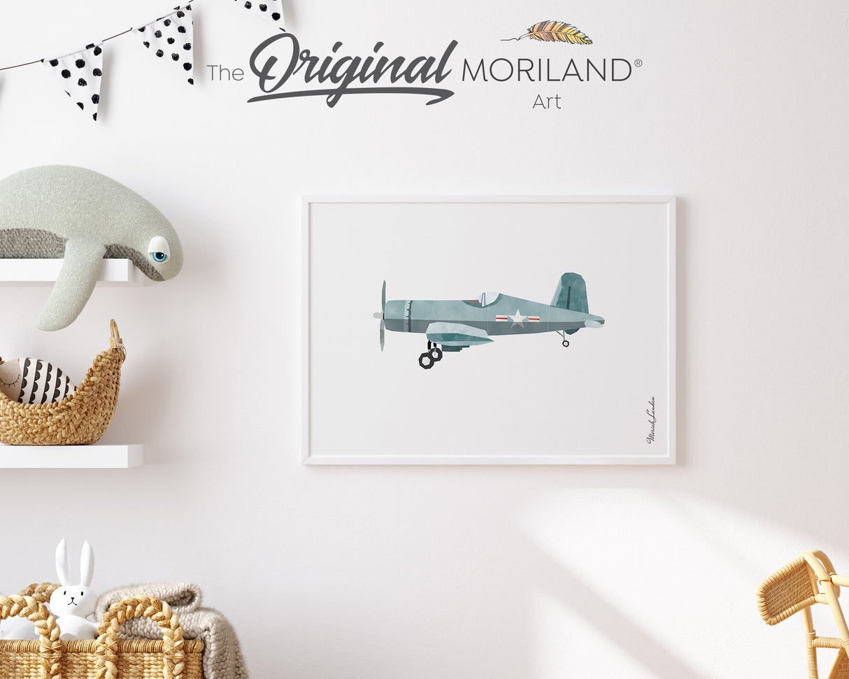 Pale Blue Vintage Plane Print - Printable Art