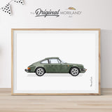 Dark Green Classic Sports Coupe Car Porsche 911Print - Printable Art, Boy Nursery Poster, Transportation Wall Art, Baby Shower Gift, Classic Car, Vintage Car Art, Girl Room Decor, Watercolor Decor, Toddler Room Decor, Printable