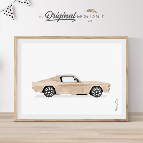 Classic Car Print, Ford Mustang, Car Print, Transportation Wall Art, Car Printable, Muscle Car Decor, Boy Bedroom Decor, Vehicle Art, Vintage Car Print, Transportation Decor, Kids Poster by MORILAND