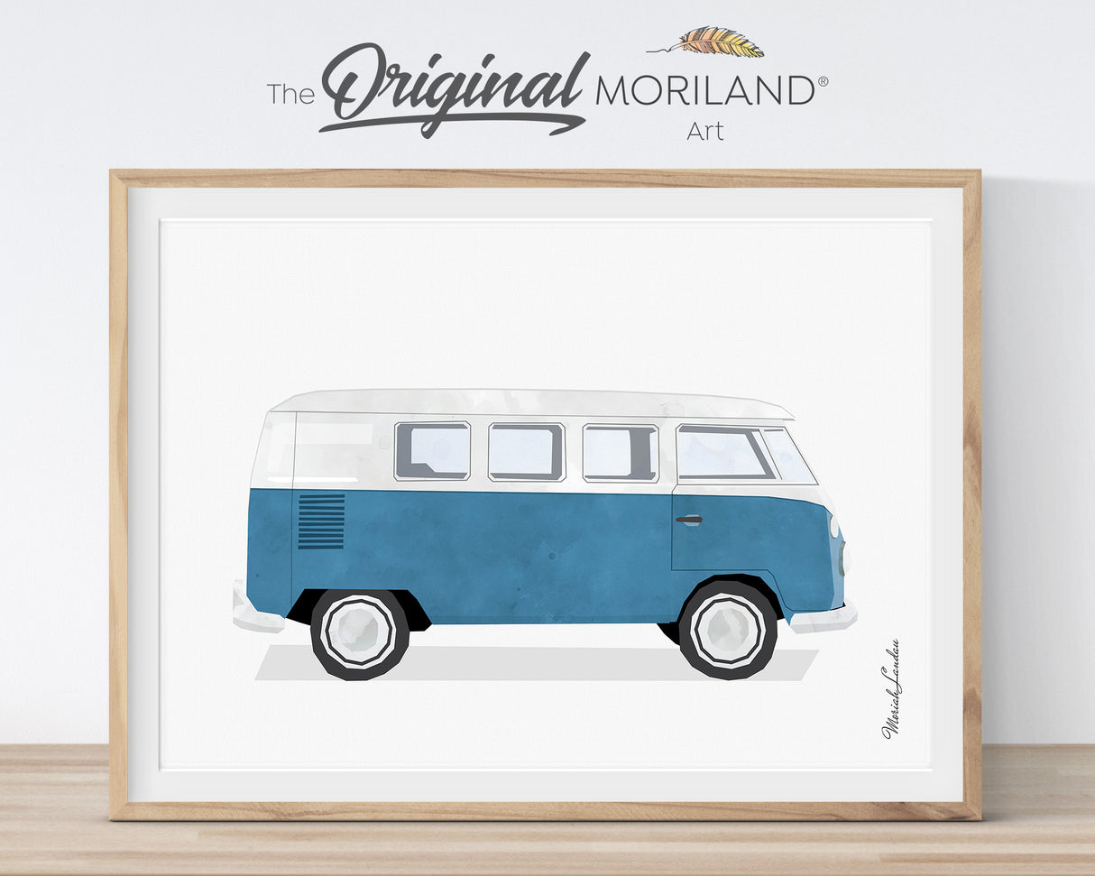 Vintage Blue Van Print - Printable Art