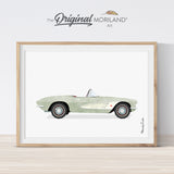 1960 CHEVROLET CORVETTE, Sage Green Classic Convertible Sports Car Print - Printable Art, Boy Nursery Décor, Car Wall Art, Transportation Décor, Car Printable, Big Boy Room Décor | MORILAND®