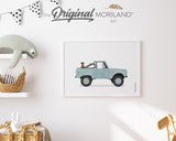 Pale Blue Classic Truck with Brown Labrador Dog Print - Printable Art