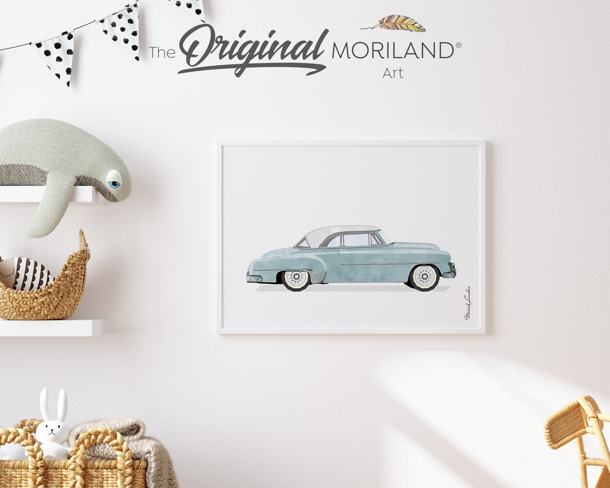 Pale Blue Classic 50's Car Print - Printable Art