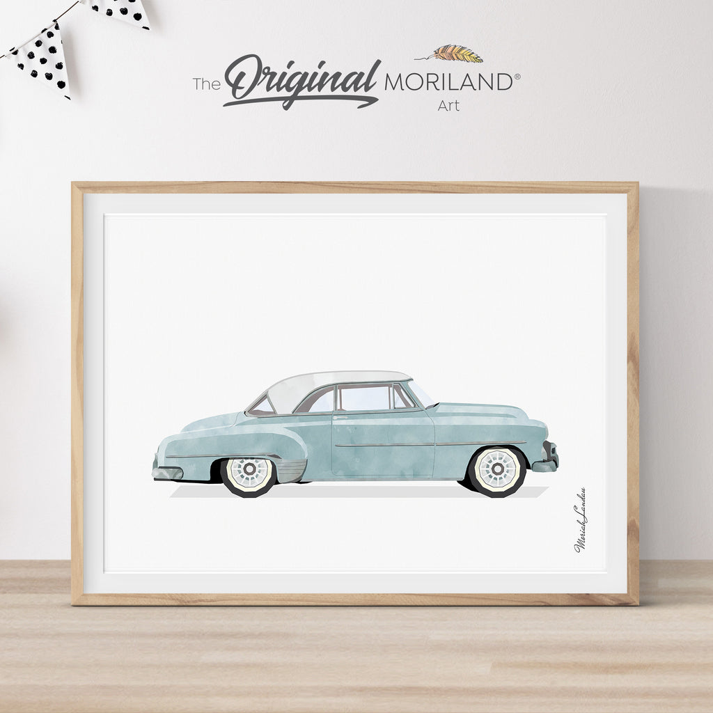 1952 Chevrolet deluxe wall art print poster gift for him and for baby boy shower