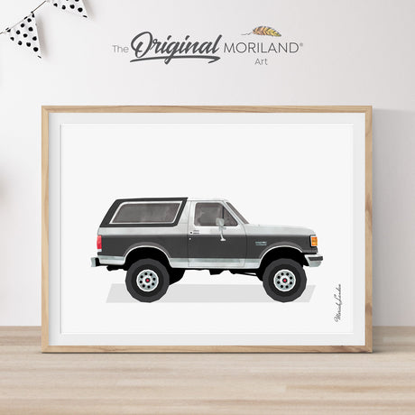 Black Classic SUV Print, 88 Ford Bronco, Printable Wall Art, Boy Nursery Deocr, Transportation Wall Art, Girl Room Poster, Nursery Watercolor Decor, Car Print, MORILAND®