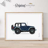 Navy Blue Classic Jeep Wrangler with Australian Shepherd Dog Print - Printable Art