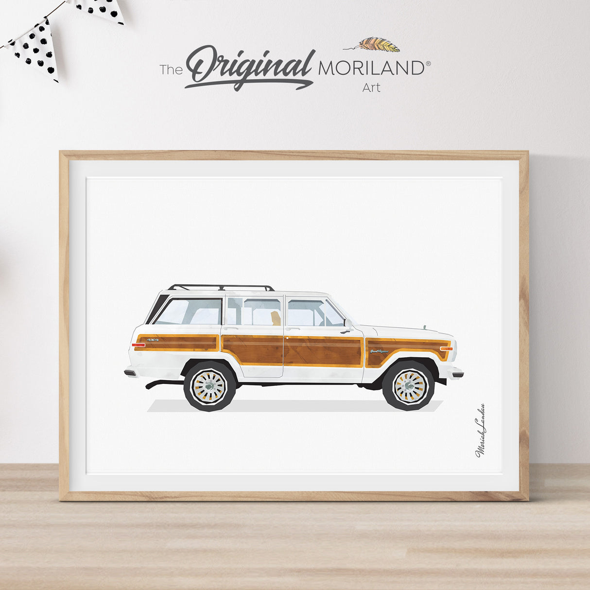 Vintage White Station Wagon Print Jeep Wagoneer - Printable Art