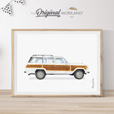 Vintage White Station Wagon Print Jeep Wagoneer - Printable Art