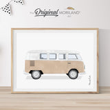 Beige VW Van Print, Classic Car Art, Gender Neutral Nursery, Vintage Car Printable, Vehicle Decor, Nursery Print, Bedroom Art, MORILAND