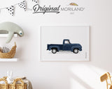 Navy Blue Old Pickup Truck Print - Printable Art