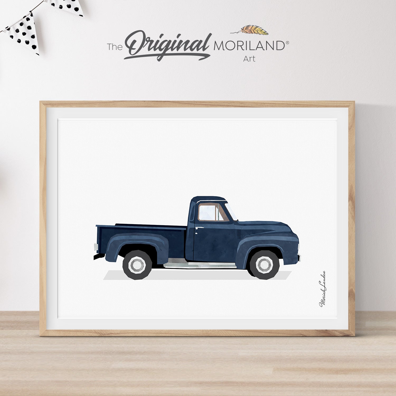 Navy Blue Old Ford Pickup Truck Print - Printable Art, Pickup Truck Wall Art, Car Print, Boy Nursery Prints, Car Printable Poster, Toddler, Transportation Art, MORILAND®