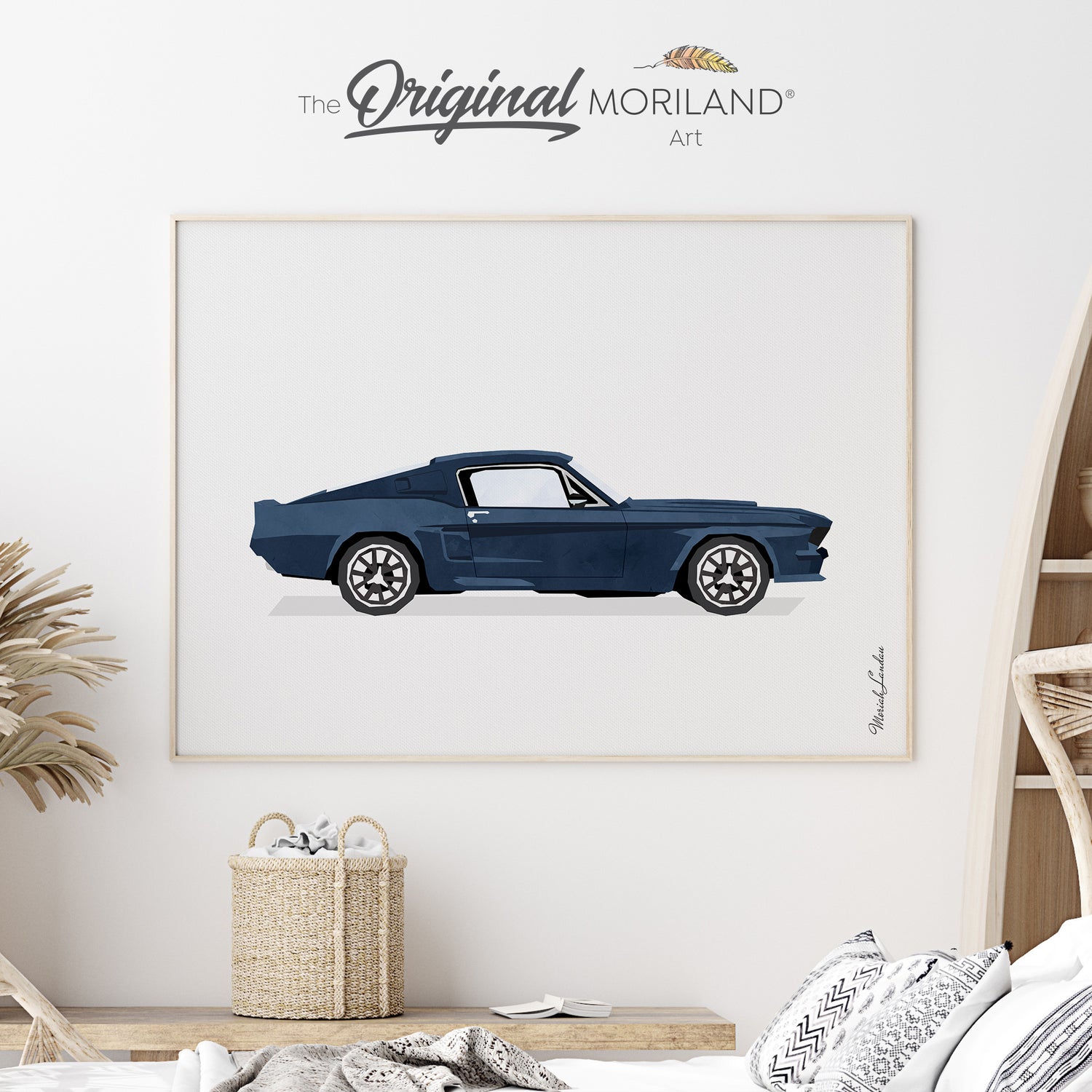 Navy Blue Ford Mustang Muscle Car | Fine Art Paper Print