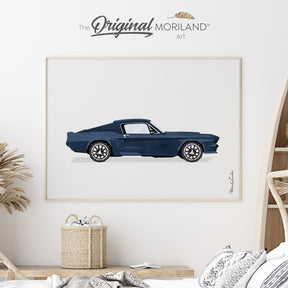 Navy Blue Ford Mustang Muscle Car | Fine Art Paper Print