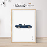 Classic Navy Blue Muscle Car Print | Vertical - Printable Art