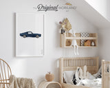 Classic Navy Blue Muscle Car Print | Vertical - Printable Art