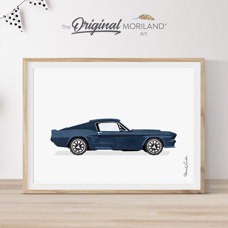 Ford Mustang Car Print, Transportation Prints, Teenager Décor, Printable Car, Boy Nursery Décor, Game Room Décor, Vehicle Art, Vintage Car Print