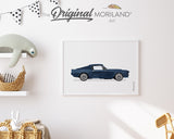 Navy Blue Classic Muscle Car Print - Printable Art