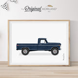 Navy Blue Classic Ford Ranger F-100 Pickup Truck Print - Printable Art, Truck Print, Pickup Truck Wall Art, Classic Car Print, Truck Art, Boy Nursery Wall Décor, Car Printable Poster, Transportation Art | MORILAND®