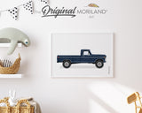 Navy Blue Classic Pickup Truck Print - Printable Art