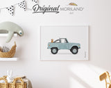 Pale Blue Classic Truck with Golden Retriever Dog Print - Printable Art