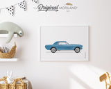 Vintage Blue Classic Pony Car Print - Printable Art