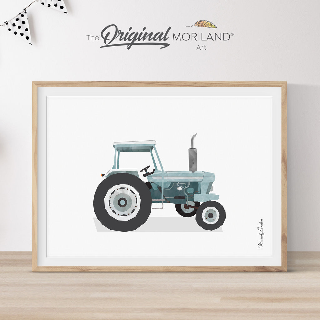 Vintage ford tractor wall art print gift for him and baby shower gift