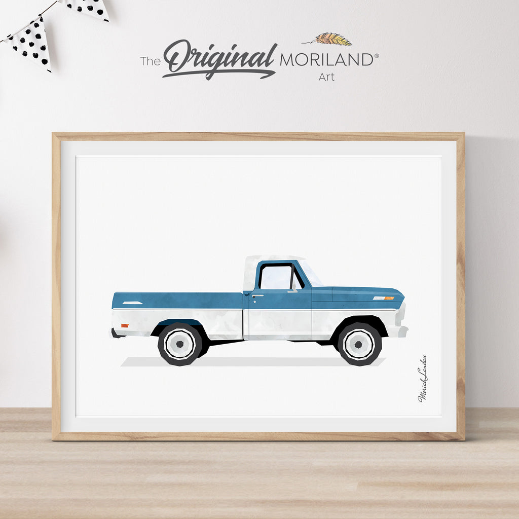 ford f-100 ranger pickup truck wall art print gift for him and for baby nursery decor
