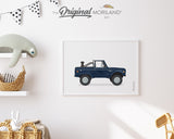 Navy Blue Classic Truck With Black Labrador Dog Print - Printable Art