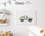 Sage Green Classic Truck with Fawn French Bulldog Dog Print - Printable Art