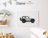 Sage Green Classic SUV with German Shepherd Dog Print - Printable Art