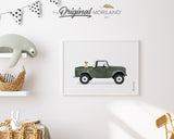 Dark Green Old Truck With Labrador Retriever Dog Print - Printable Art