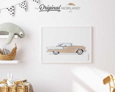 Beige & White Classic 50's Car Print - Printable Art