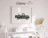 Dark Green Old Truck with Brown Goldendoodle Dog Print - Printable Art