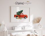 Red Old Christmas Truck with Labrador Retriever Dog Print - Printable Art