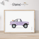 Purple Classic Truck With Cavalier King Charles Spaniel Dog Print - Printable Art