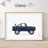 Navy Blue Classic Truck with French Bulldog Dog Print - Printable Art