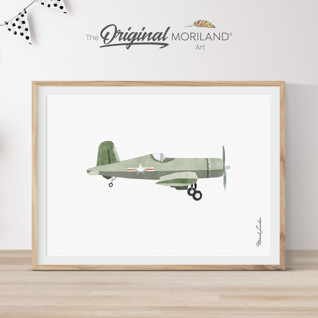 Vought F4U Corsair Plane Wall Art Print Gift for Boy Nursery Decor