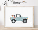 Pale Blue US Map & Cars Art Prints - Printable Set of 6 - LAND159