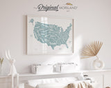 Pale Blue US Map Print | Nursery & Classroom Wall Art | Educational Back to School Poster | MORILAND®