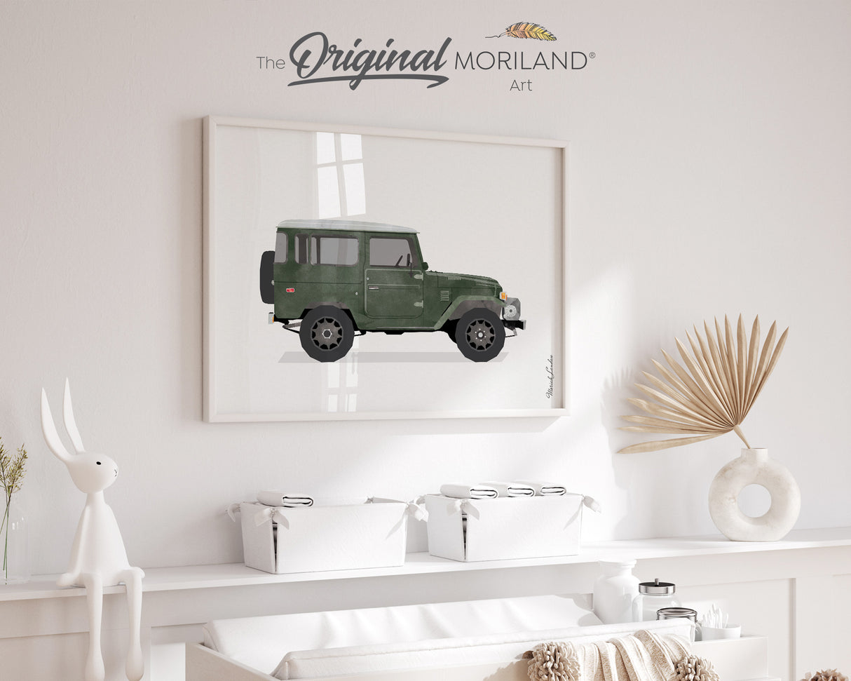 Dark Green Vintage SUV Print - Printable Art