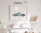 Pale Blue Classic Convertible Car with Rottweiler Dog Print - Printable Art