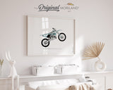 Pale Blue Wheelie Dirt Bike Print - Printable Art