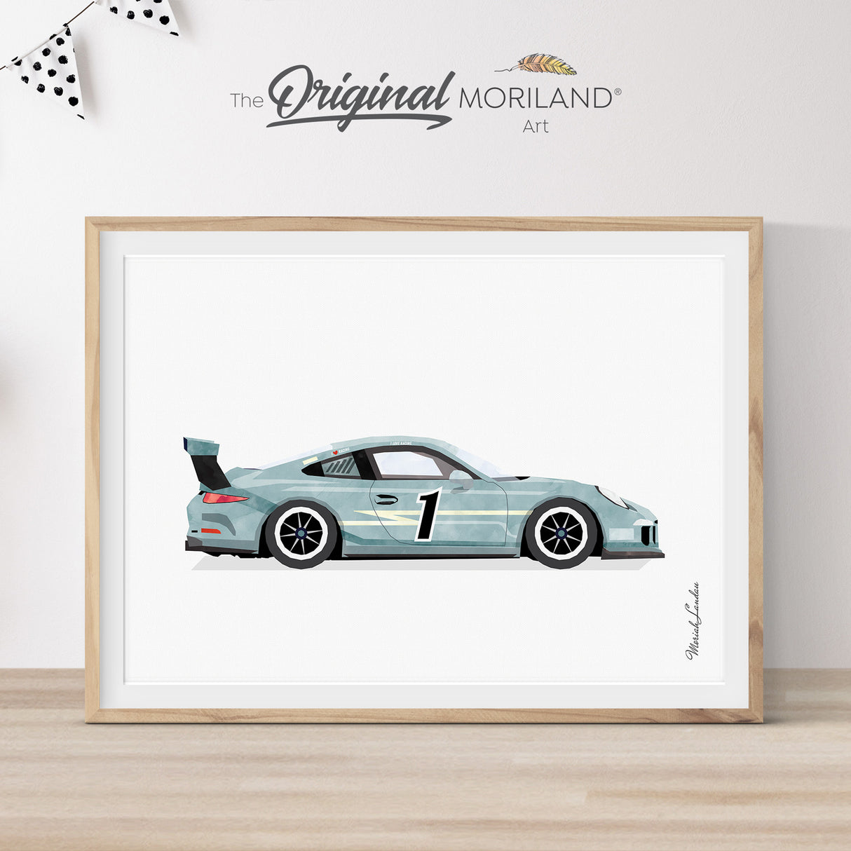 Pale Blue Sports Car Racing Car Print - Printable Art