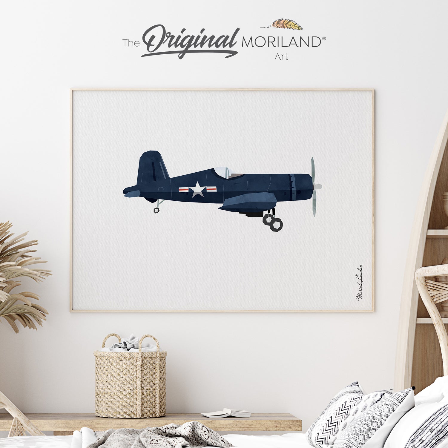 Add a touch of vintage aviation with this Navy Vintage Plane fine art print. Ideal for boy and girl bedrooms, classrooms, and kids' decor, featuring airplanes, sports cars, and automobile art for a unique, stylish look.