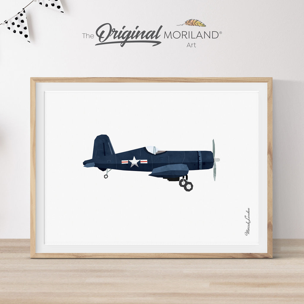 Vought F4U Corsair Vintage Plane Aviation Nursery Wall Art Poster