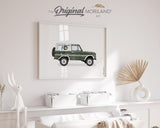 Dark Green Classic Car with Black Labradoodle Dog Print - Printable Art